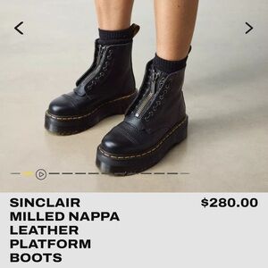 UNWORN Dr. Martens SINCLAIR MILLED NAPPA LEATHER PLATFORM BOOTS womens US 8